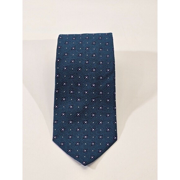 MDS Brooks Brothers 100% Silk Teal & Blue Alternating Star Pattern Neck Tie NEW - Picture 2 of 7